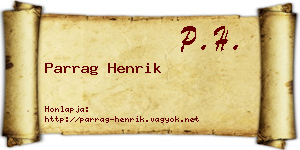 Parrag Henrik névjegykártya